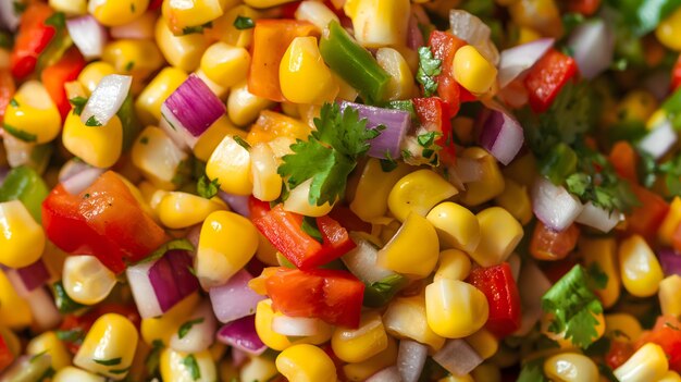 Foto salata di mais di fagioli neri vivaci e freschi in una ciotola rustica