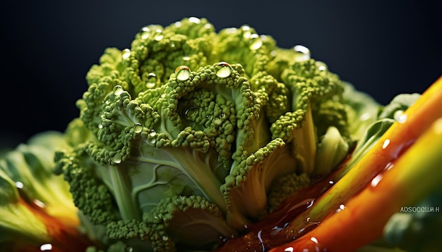 A vibrant fresh vegetable in a macro close up photography shoot created with Generative AI techno