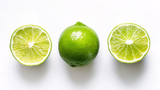 Foto limoni vivaci e appena raccolti su uno sfondo bianco