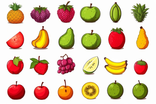 Photo vibrant fruit names clipart in ar 32 dimension