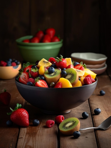Vibrant fruit salad with a mix of seasonal