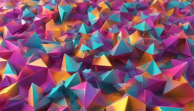 Vibrant futuristic surface with tetrahedrons multicolored abstract 3d banner