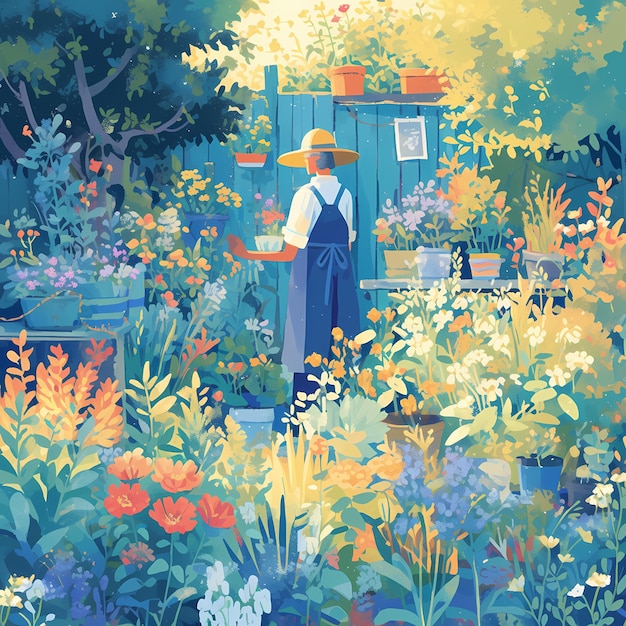 Vibrant Garden Enthusiast Lifestyle Illustration