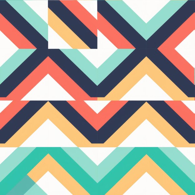 Vibrant Geometric Abstract Chevron Stripes Pattern On White Background