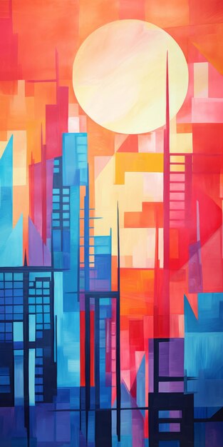 Foto vibranti astrazioni geometriche un'alba fauvista in città