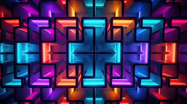 Photo vibrant geometric neon background