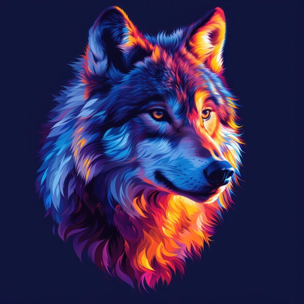 Vibrant Geometric Wolf Flat Logo Illustratie