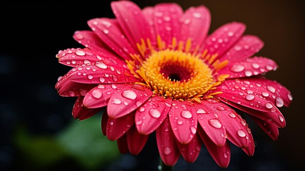 Photo vibrant gerbera daisy in wet close up dark background