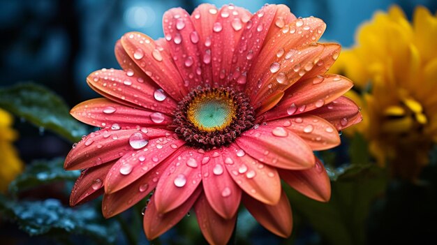 Photo vibrant gerbera daisy in wet meadow captures beauty