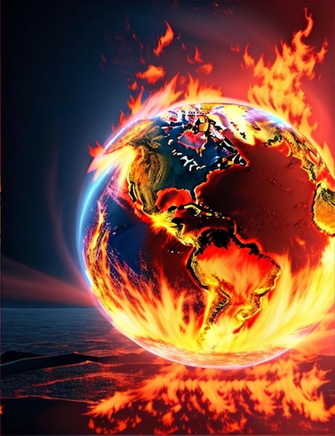 vibrant Global Warming in flames