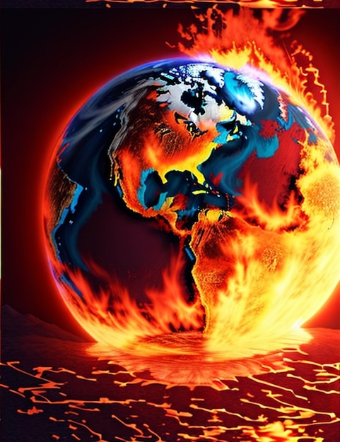 炎の中の活気に満ちた地球温暖化