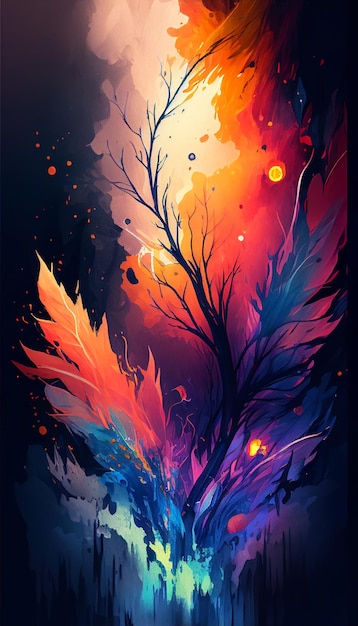 Vibrant Glowing Wallpaper watercolor styleGenerative AI