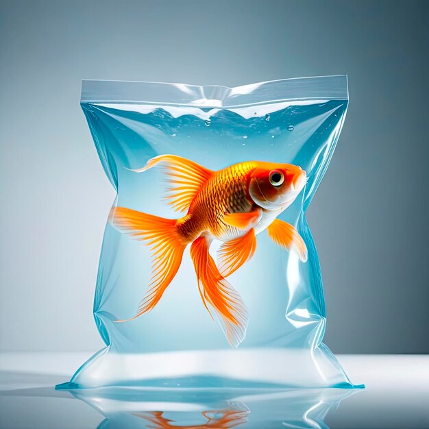 Premium AI Image Vibrant goldfish swimming inside a waterfilled