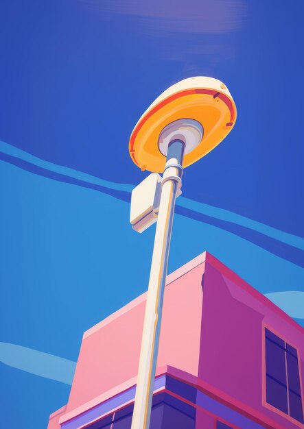 Vibrant Gouache Delight vangt Tucson's Lamppost Straatbord in Crisp Neo Stijl