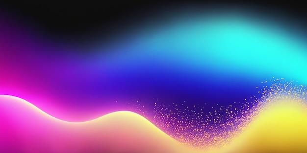 Photo vibrant gradient abstract dynamic blue pink amp yellow wave with glowing colors on dark background