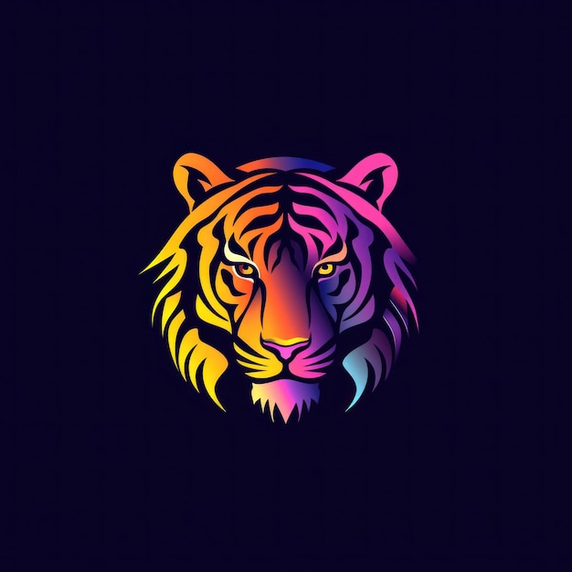 Photo vibrant gradient tiger logo illustration on a plain background