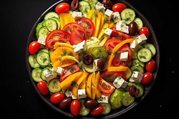 Vibrant Greek Salad Top View