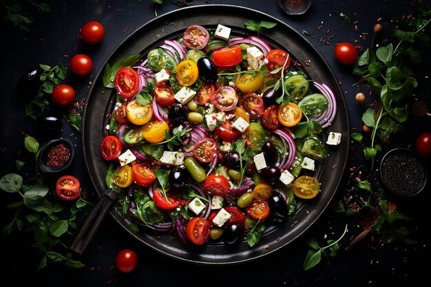Vibrant Greek Salad Top View