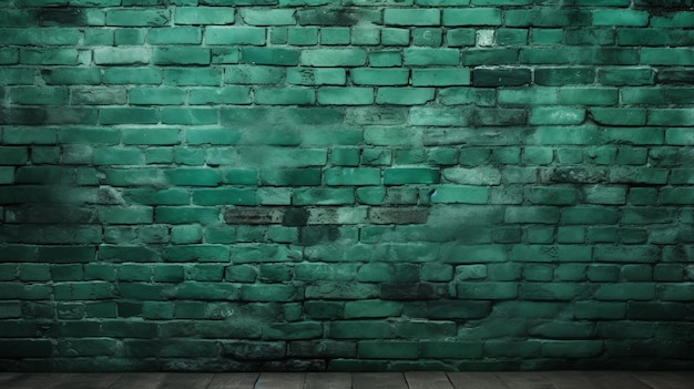 Vibrant green brick wall with ample copy space