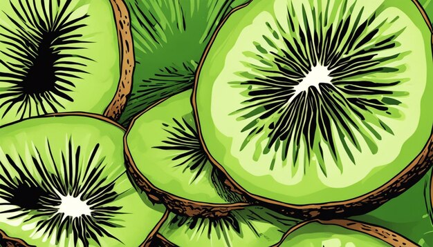 Photo vibrant green kiwi slice closeup