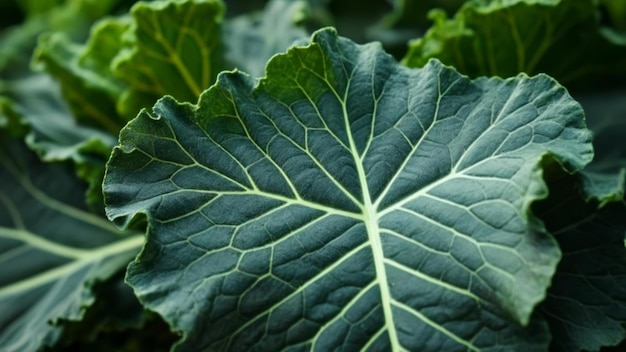 活気のある緑の葉の野菜のクローズアップ