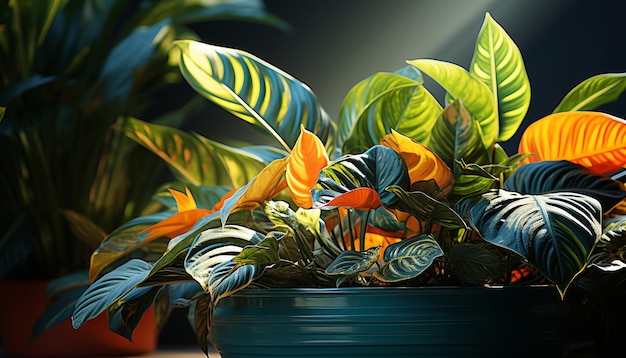 Vibrant green leaves decorate the tropical rainforest in summer generated by AI