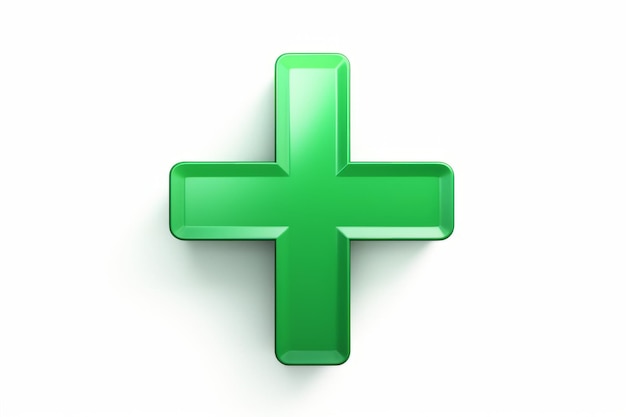 Фото Живой зеленый медицинский крест - изолированный символ медицинского или фармацевтического плюс ar 32