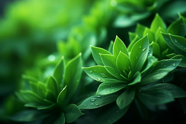 A vibrant green plant covered in sparkling water droplets glistening under the sunlight