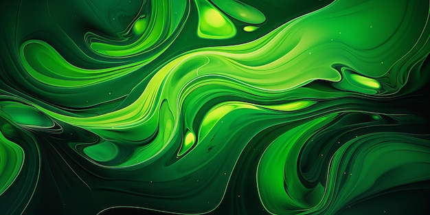 Vibrant green swirls in a neon abstract design perfect for dynamic backgrounds Generative AI