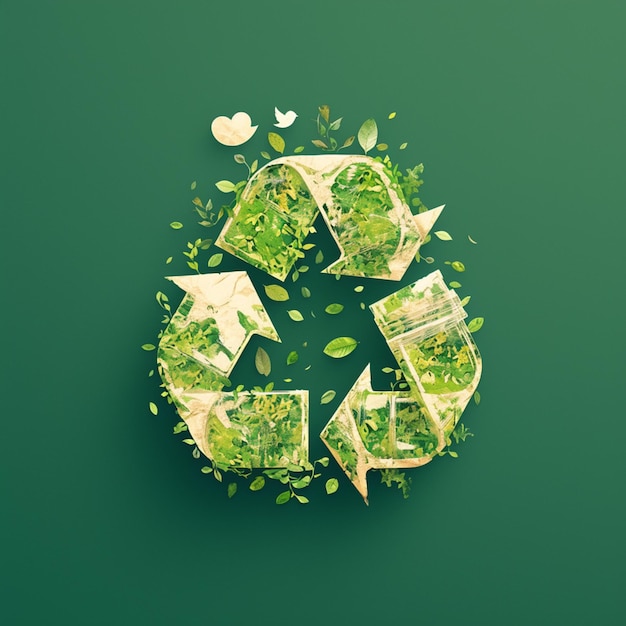 활기찬 녹색은 지속 가능한 관행을 위한 친환경 재활용 개념을 상징합니다.