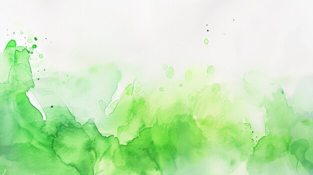 Vibrant Green Watercolor Splotches on White Background Generative AI