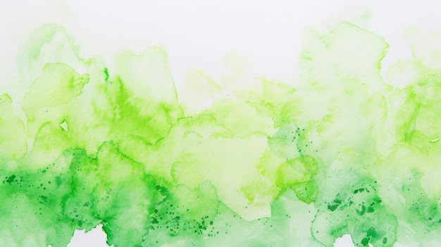 Живые зеленые акварельные пятна на белом фоне Генеративный ИИ