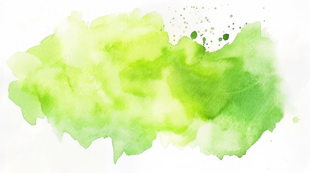 Vibrant Green Watercolor Splotches on White Background Generative AI