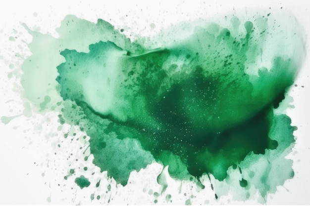 Vibrant green and white ink splatter background