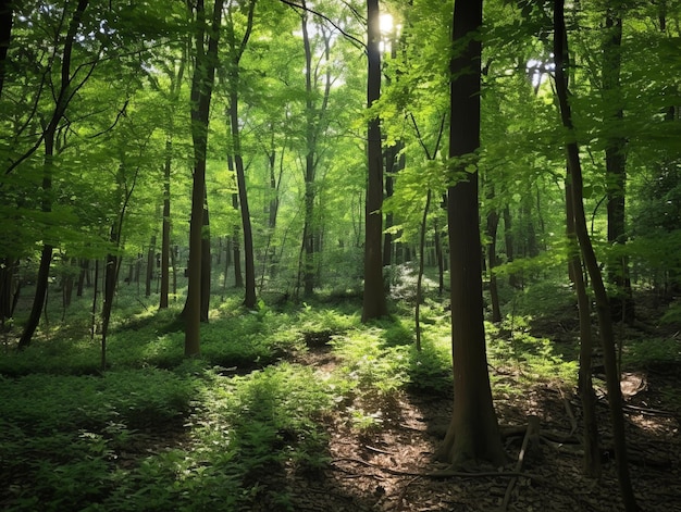 Vibrant Greenery of Natures Woods