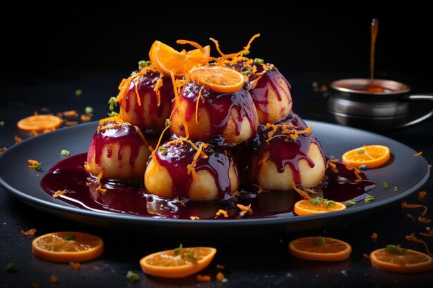 Photo vibrant gulab jamun plating