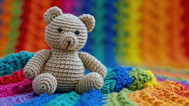 Foto orso al crochet fatto a mano, perfetto per i bambini e per l'arredamento.