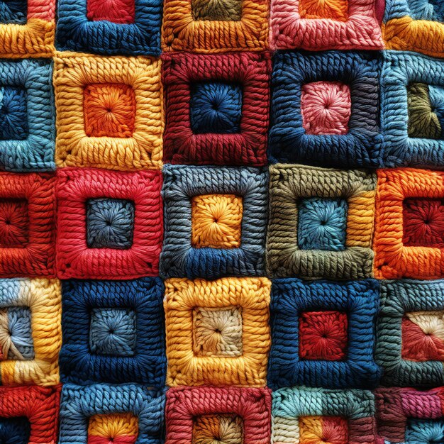 Foto vibrante coperta fatta a mano artigianato tessile colorato per l'arredamento accogliente della casa