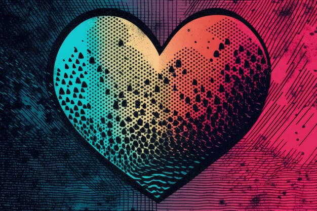 Photo vibrant heart on a dark backdrop created with generative ai technology