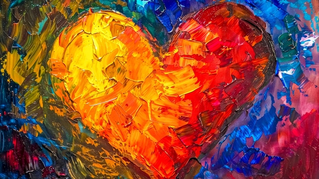 Vibrant heart painting on canvas