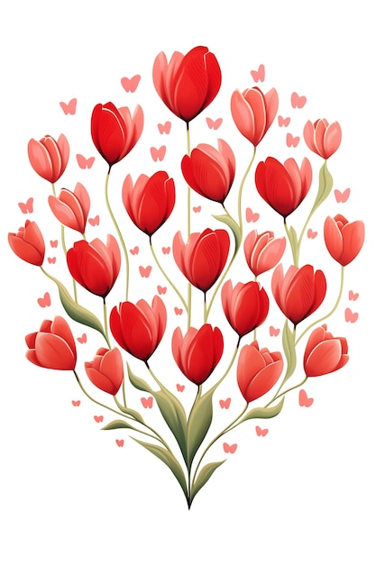 Photo vibrant heartshaped tulips in full bloom for valentines day celebration