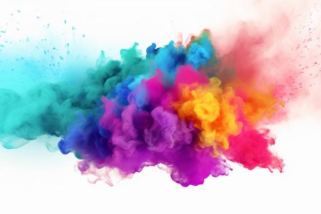 Vibrant Holi Explosion Abstract Powder Splatter op witte achtergrond