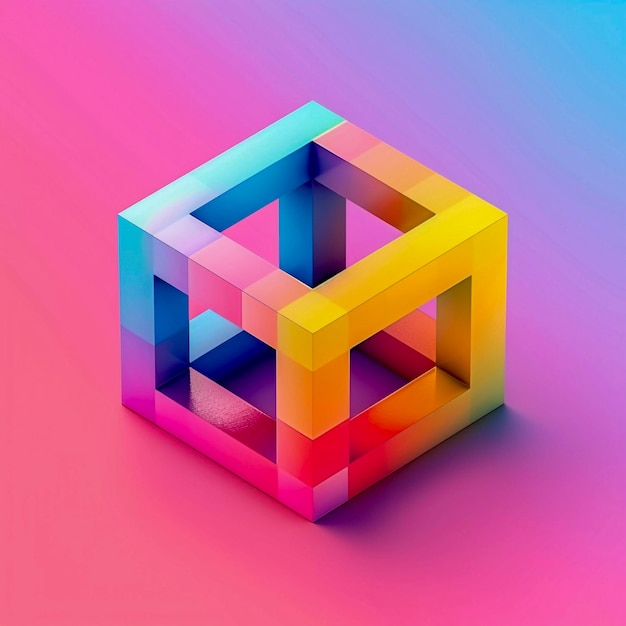 Vibrant and holo trendy geometric figures Generative AI