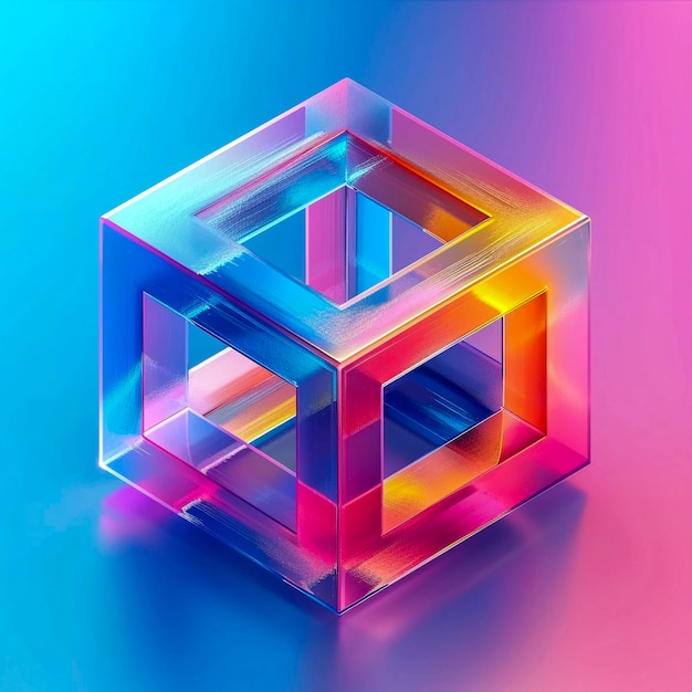 Vibrant and holo trendy geometric figures Generative AI