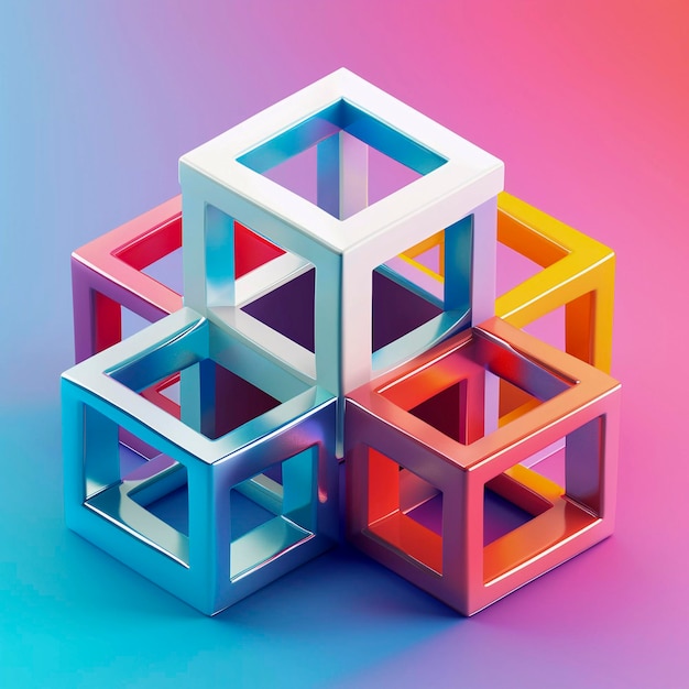 Vibrant and holo trendy geometric figures Generative AI