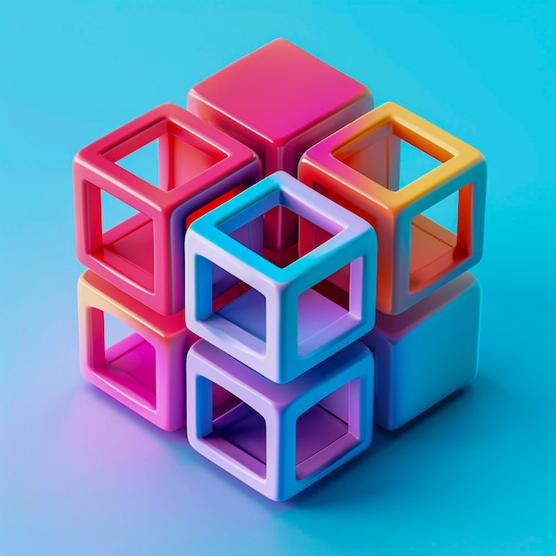 Vibrant and holo trendy geometric figures Generative AI