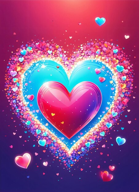 Vibrant holographic heart illustration