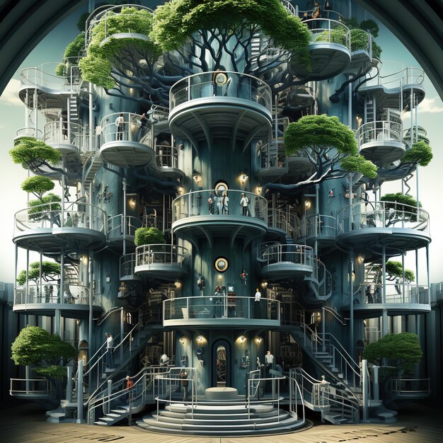 A vibrant and hopeful depiction of a sustainable future where humans and nature live in harmony