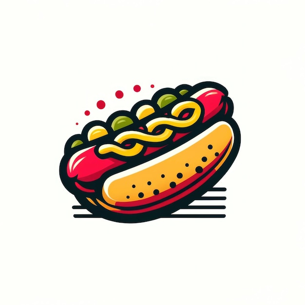 Vibrant Hot Dog Logo Design with Colorful Toppings