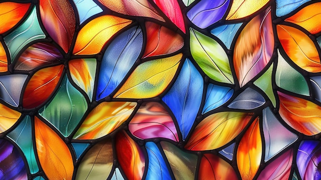 Яркие оттенки украшают стеклянный фон с абстрактными формами